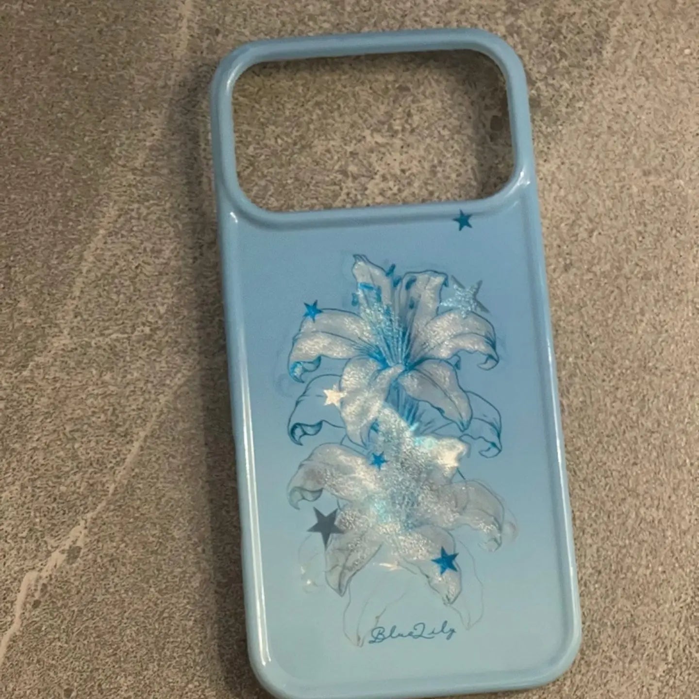 Aesthetic Blue Gradient Lily iPhone Case SEACASE